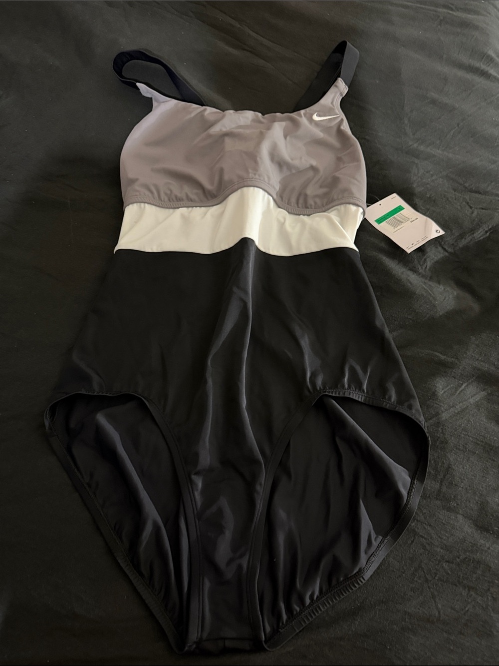 Nike Black/Gray/White Colorblock One-Piece Swimsuit